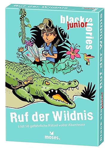 moses. Black Stories junior Ruf der Wildnis - 50 Rätsel voller Abenteuer, Rätsel Kartenspiel mit Spielvariante und Punktechips, Rätselspiel für Kinder ab 8 Jahren von moses