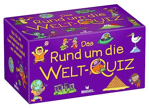 moses 90164 Rund um die Welt, Kinderquiz mit 100 spannenden Fragen, Weltreise Quiz für zuhause, Ratespiel für clevere Kids ab 8 Jahren und 2-5 Spieler von moses