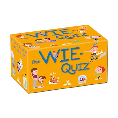 moses. Das Wie-Quiz, Kinder Wissensquiz mit 100 spannenden Wie-Fragen, Kinderquiz rund um Allgemeinwissen, Ratespiel für neugierige Kids ab 6 Jahren, Yellow von moses