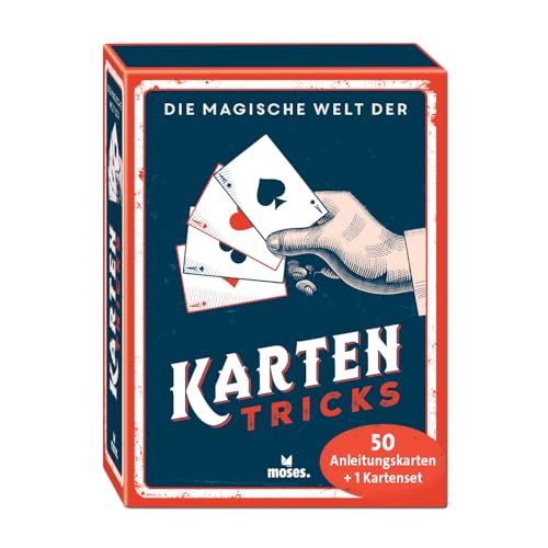 moses. Die magische Welt der Kartentricks, 33 magische Kartentricks zum Üben, tolle Zaubertricks mit 50 Anleitungskarten & Skat-Kartenset, Zauberspiel für Einsteiger in Geschenkbox von moses