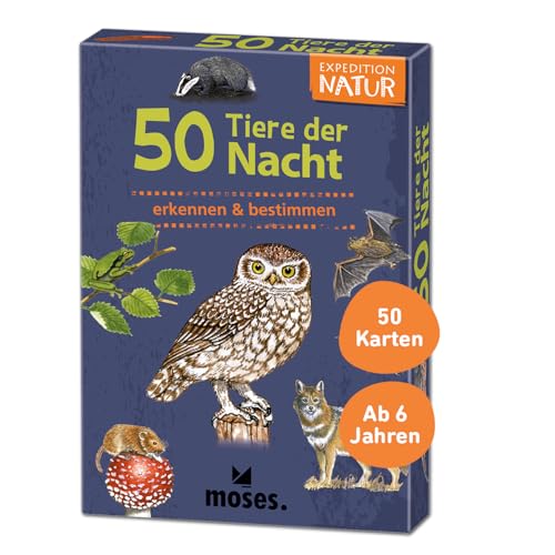 moses. Expedition Natur - 50 Tiere der Nacht, Entdeckerkarten zur Bestimmung von Tieren, Outdoor-Spielzeug für Kinder ab 6 Jahren moses. Expedition Natur - 50 Tiere der Nacht, Entdeckerkarten zur Bestimmung von Tieren, Outdoor-Spielzeug für Kinder ab 6 Jahren von moses