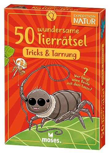 moses. Expedition Natur: 50 wundersame Tierrätsel – Tricks & Tarnung, Tierquiz für Kinder, Ratespiel ab 8 Jahren rund um besondere Tier-Fähigkeiten, Yellow von moses