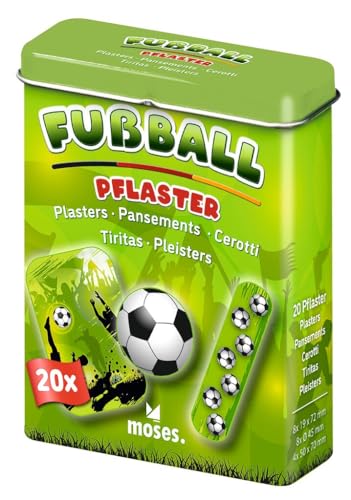 moses. Fußball Pflaster - Metall-Box mit 20 Pflastern | Kinderpflaster mit Motiv | Wundpflaster für Kinder von moses