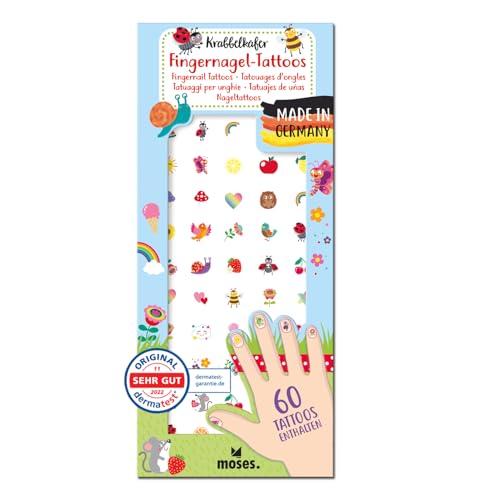 moses. Krabbelkäfer Fingernagel-Tattoos – 60 Nageltattoos mit zauberhaften Frühlingsmotiven für Kinder, kinderleichte Anwendung, Mini-Nagelsticker Made in Germany! von moses