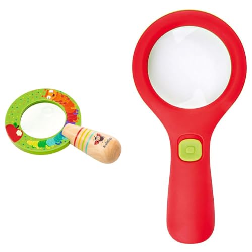moses. Krabbelkäfer Große Handlupe, praktische Outdoor Lupe & Krabbelkäfer Lichtlupe | Lupe mit Licht für Kinder ab 3 Jahren | Mit 3 LEDs von moses