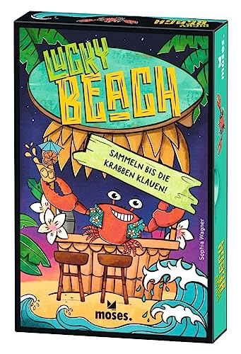 moses 90161 Lucky Beach, spannendes Sammelspiel für lustige Spieleabende, Aufdeckspiel für die ganze Familie, Gesellschaftsspiel ab 7 Jahren für 2-4 Spieler von moses