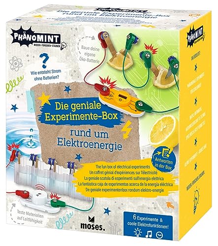 moses. PhänoMINT Die geniale Experimente-Box, Elektroenergie Experimentierkasten für Kinder, DIY Stromkreislauf Bausatz, Lernspielzeug ab 8 Jahren, Mittel von moses