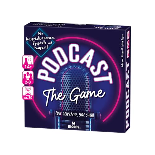 moses. Podcast - The Game, kreatives Gesprächsspiel & Kommunikationsspiel mit über 200 Themenkarten zum Diskutieren, Lachen & Erinnern, Gesellschaftsspiel für Erwachsene & Jugendliche ab 14 Jahren von moses