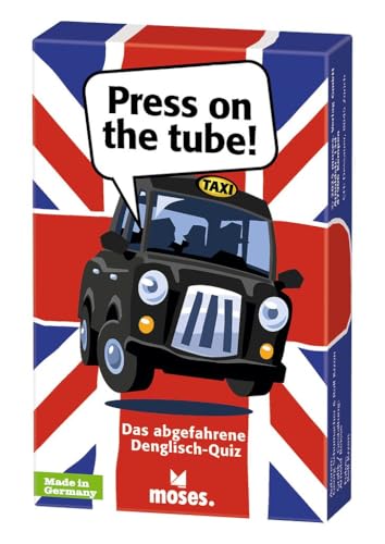 moses. Press on The Tube! Das abgefahrene Denglisch-Quiz – verrücktes Sprachspiel mit Redewendungen, spielerisch Englisch Lernen mit 75 Quizkarten, für 1–5 Spielende ab 12 Jahren von moses