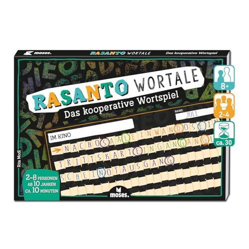 moses. Rasanto Wortale, das kooperative Wortspiel für Erwachsene, ab 10 Jahren, für 2–8 Personen – Fördert Wortschatz, Konzentration & Teamgeist von moses