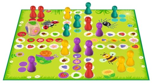 moses. Verlag GmbH 16134 Mein Krabbelkäfer Lieblings-Ludo | Erstes Würfelspiel für Kinder ab 3 Jahren Holzwürfel und großem Spielfeld, White von moses