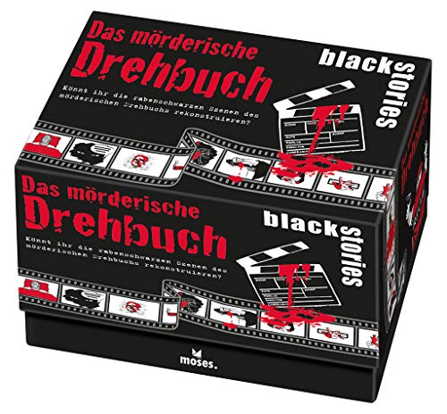 Moses. 90015 Black Stories Das mörderische Drehbuch 50 rabenschwarze Rätsel mit visuellen Extras Krimi Kartenspiel, Mehrfarbig Moses. 90015 Black Stories Das mörderische Drehbuch 50 rabenschwarze Rätsel mit visuellen Extras Krimi Kartenspiel, Mehrfarbig von moses