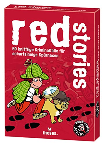 moses. black stories Junior red stories | 50 knifflige Kriminalfälle für scharfsinnige Spürnasen | Das Rätsel Kartenspiel für Kinder von moses