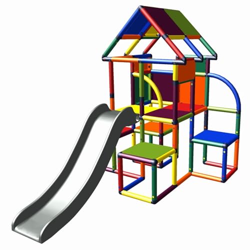 Move and stic Lina großer Spielturm/Spielhaus Kletterturm mit Rutsche für Kleinkinder (7 Farben Multicolor) von move and stic