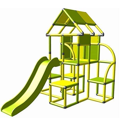 Move and stic Lina großer Spielturm/Spielhaus Kletterturm mit Rutsche für Kleinkinder (gelb apfelgrün) von move and stic