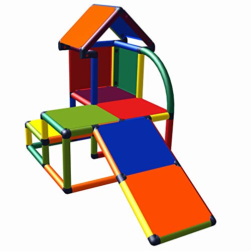 move and stic Mila Spielhaus mit Kleinkindrutsche für Kinderzimmer oder Spielzimmer genauso geeignet wie im Garten Multicolor von move and stic
