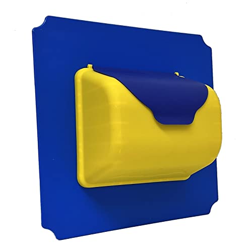 move and stic Platte 40x40 mit Spielfunktion Multifunktionsplatte Spielplatte mit Piratenlenkrad Steuerrad Spieltelefon Spielturm (Platte 40x40cm blau mit Briefkasten gelb/blau) von move and stic