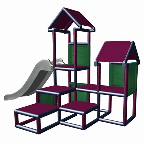move and stic Spielturm Kletterturm Gesa mit Rutsche für Kleinkinder mit Kriechtunnel Mas (Magenta titangrau) von move and stic