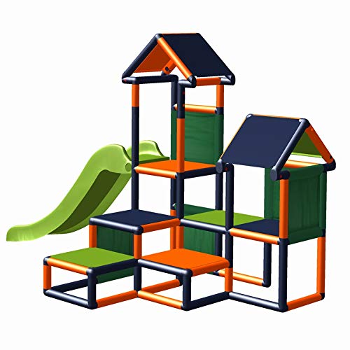 move and stic Spielturm Kletterturm Gesa mit Rutsche für Kleinkinder mit Kriechtunnel Mas (orange titangrau) von move and stic