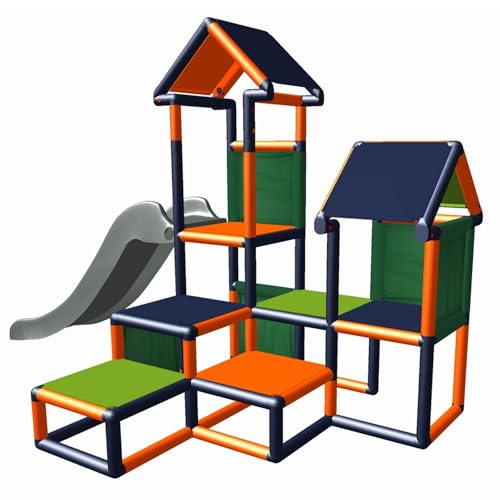 move and stic Spielturm Kletterturm Gesa mit Rutsche für Kleinkinder mit Kriechtunnel Mas (orange titangrau) von move and stic
