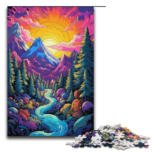 1000 Puzzle Bunte schöne Berge Holzpuzzle für Kinder Familien-Eltern-Kind-Interaktion 1000 Teile (38 x 26 cm) von mowenbingpeng