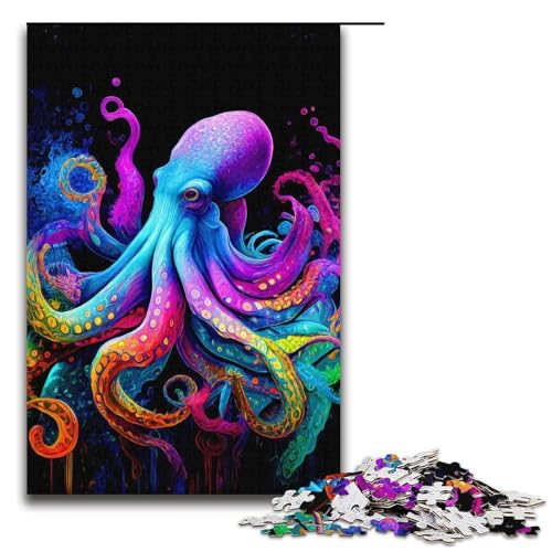 1000 Puzzle Buntes Kraken-Papier-Kinderpuzzle Familien-Eltern-Kind-Interaktion 1000 Teile (38x26cm) von mowenbingpeng