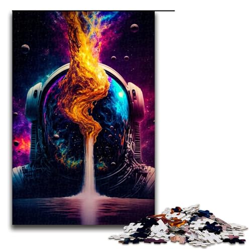 1000 Puzzle Kosmischer Astronaut Holzpuzzle für Kinder Interaktion zwischen Familie und Kind 1000 Teile (75 x 50 cm) von mowenbingpeng