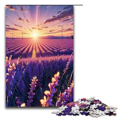 1000 Puzzle Lavendelgarten Holzpuzzle für Kinder Interaktion zwischen Familie und Kind 1000 Teile (75 x 50 cm) von mowenbingpeng
