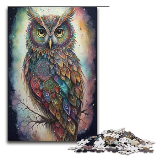 1000 Puzzle Magische Eule Holzpuzzle für Kinder Interaktion zwischen Familie und Kind 1000 Teile (38 x 26 cm) von mowenbingpeng