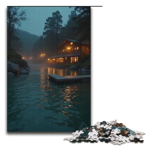 1000 Puzzle Naturschwimmbad Holzpuzzle für Kinder Familie Eltern-Kind-Interaktion 1000 Teile (38 x 26 cm) von mowenbingpeng