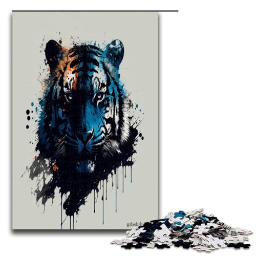 1000 Puzzle Tiger Holzpuzzle für Kinder Interaktion zwischen Familie und Kind 1000 Teile (75 x 50 cm) von mowenbingpeng
