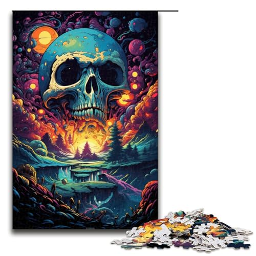 1000 Puzzles farbenfroh Psychedelischer Höllendämon Holzpuzzle für Kinder Familien-Eltern-Kind-Interaktion 1000 Teile (75 x 50 cm) von mowenbingpeng