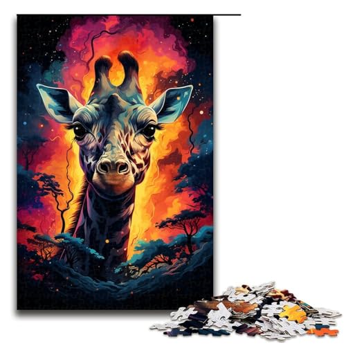 1000 Puzzles farbenfrohe psychedelische magische Giraffe Holzpuzzle für Kinder Familien-Eltern-Kind-Interaktion 1000 Teile (75 x 50 cm) von mowenbingpeng