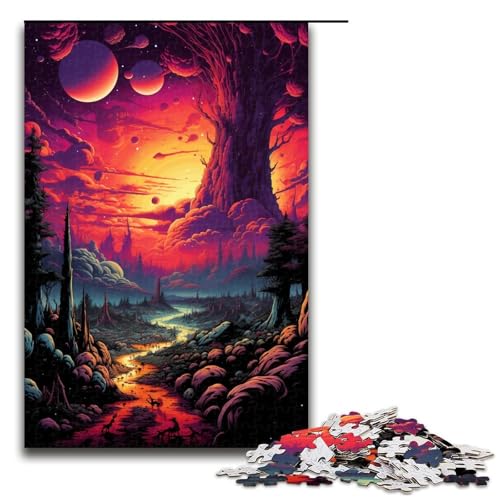 1000 Teile „Buntes Psychedelisches Weltuntergangspuzzle“ für Erwachsene Holzpuzzle Familienspiele 1000 Teile (75 x 50 cm) von mowenbingpeng
