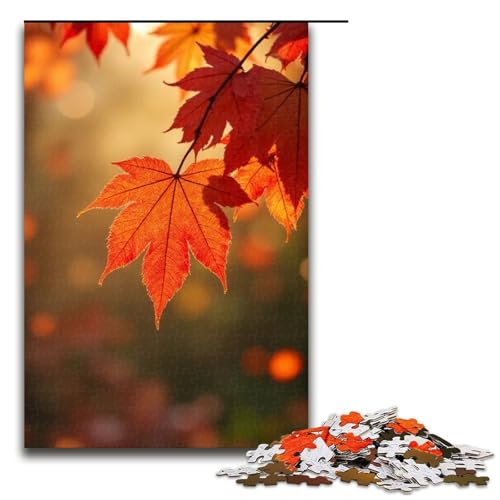 1000 Teile Ahornblätter Willkommen Herbst Puzzlespiel Puzzle für Erwachsene Geeignet für Paare und Teenager ab 14 Jahren 1000 PCS (75x50cm) von mowenbingpeng