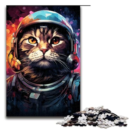 1000 Teile Bunte Weltraumkatzen-Puzzles für Erwachsene Holzpuzzle Familienspiele 1000 Teile (75 x 50 cm) von mowenbingpeng