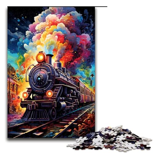1000 Teile Bunte psychedelische Zugpuzzles für Erwachsene Holzpuzzle Familienspiele 1000 Teile (75 x 50 cm) von mowenbingpeng