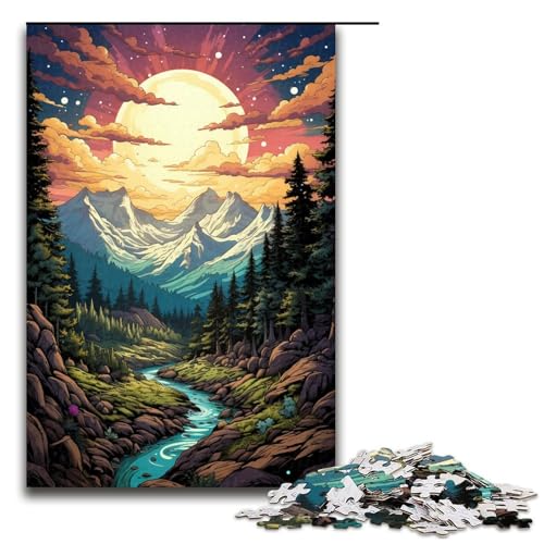1000 Teile Bunte wunderschöne Berge Puzzle für Erwachsene Holzpuzzle Familienspiele 1000 Teile (75 x 50 cm) von mowenbingpeng