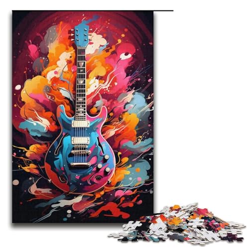 1000 Teile Buntes psychedelisches E-Gitarren-Puzzlespiel Puzzle für Erwachsene geeignet für Paare und Teenager ab 14 Jahren 1000 Teile (38 x 26 cm) von mowenbingpeng
