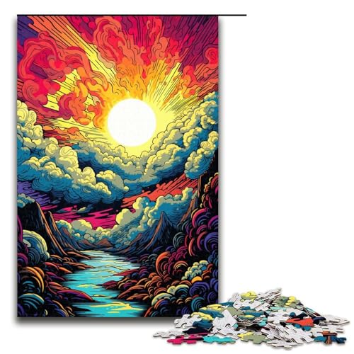 1000 Teile Buntes psychedelisches Landschafts-Puzzlespiel Puzzle für Erwachsene geeignet für Paare und Teenager ab 14 Jahren 1000 Teile (75 x 50 cm) von mowenbingpeng