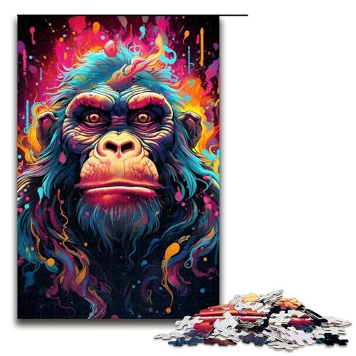 1000 Teile Buntes psychedelisches Orang-Utan-Puzzle für Erwachsene Holzpuzzle Familienspiele 1000 Teile (75 x 50 cm) von mowenbingpeng