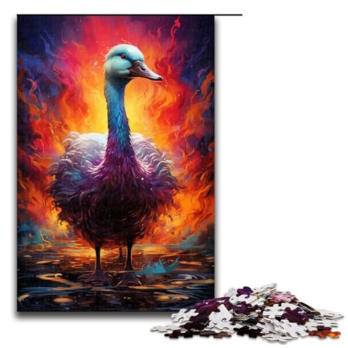 1000 Teile Buntes psychedelisches Schwanenpuzzle für Erwachsene Holzpuzzle Familienspiele 1000 Teile (75 x 50 cm) von mowenbingpeng