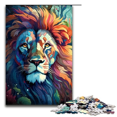 1000 Teile Exotische Bunte Löwenpuzzles für Erwachsene Holzpuzzle Familienspiele 1000 Teile (75 x 50 cm) von mowenbingpeng