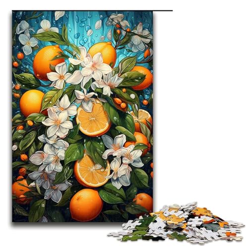 1000 Teile Puzzlespiel „Bunte psychedelische orange Blumen“ für Erwachsene geeignet für Paare und Teenager ab 14 Jahren 1000 Teile (75 x 50 cm) von mowenbingpeng