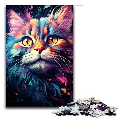 1000 Teile Puzzlespiel „Buntes getigertes Katzenpuzzle“ für Erwachsene geeignet für Paare und Teenager ab 14 Jahren 1000 Teile (75 x 50 cm) von mowenbingpeng