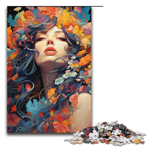 1000 Teile farbenfrohes psychedelisches Dornröschen-Puzzle für Erwachsene Holzpuzzle Familienspiele 1000 Teile (38 x 26 cm) von mowenbingpeng