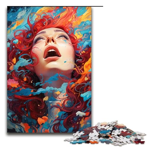 1000 Teile farbenfrohes psychedelisches Dornröschen-Puzzle für Erwachsene Holzpuzzle Familienspiele 1000 Teile (75 x 50 cm) von mowenbingpeng