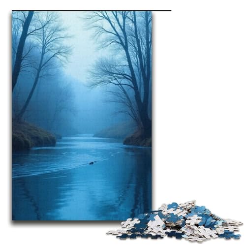 1000 Teile für Erwachsene und Kinder von Jigsaw Spring Water Blue Puzzles für Erwachsene Holzpuzzle 1000 Teile (38 x 26 cm) von mowenbingpeng