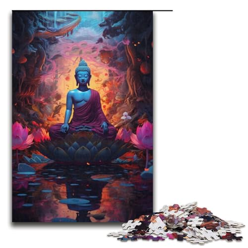 1000 Teile für Erwachsene und Kinder von Jigsaw. Bunte Buddha-Statue-Puzzles für Erwachsene. Holzpuzzle 1000 PCS (38 x 26 cm) von mowenbingpeng