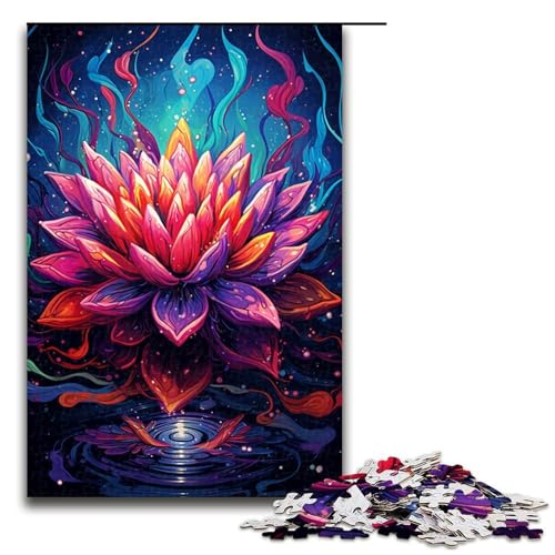 1000 Teile für Erwachsene und Kinder von Jigsaw. Buntes psychedelisches Lotus-Puzzle für Erwachsene. Holzpuzzle 1000 PCS (75 x 50 cm) von mowenbingpeng